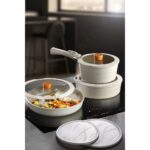 Neoflam Midas Bej 9 Parça Ayrılabilen Saplı Iç Içe Geçebilen Indüksiyonlu Tencere Tava Seti