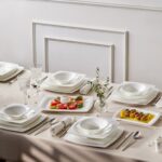 Karaca Fine Pearl Helen 62 Parça 12 Kişilik Beyaz Porselen Kare Tabaklı Şık Yemek Takımı - Görsel 2