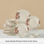 Karaca Roselle 24 Parça 6 Kişilik Desenli Yemek Takımı Çok Renkli Stoneware Malzeme - Görsel 3