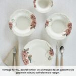 Karaca Roselle 24 Parça 6 Kişilik Desenli Yemek Takımı Çok Renkli Stoneware Malzeme - Görsel 4