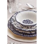 Karaca Stoneware 24 Parça 6 Kişilik Mavi Desenli Yuvarlak Yemek Takımı - Görsel 4
