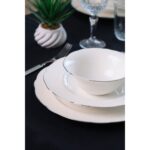 Tabak Evi Porselen Ilay Yemek Takımı Platin Yaldızlı 6 Kişilik 24 Parça