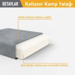 Haegs Katlanır Yatak, Kamp Yatağı, Kamp Yatak Matı, Çocuk Yatağı, 22 Dens - 155X65X10 cm - Gri - Görsel 4