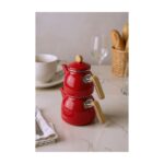 Bambum Sultan - Bambu Kulplu Çaydanlık Takımı Kırmızı - Görsel 5