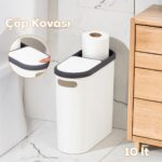 Porsima M-325 Çöp Kutusu Banyo Mutfak Çöp Kovası Kapaklı Banyo Çöp Kovası 10LT