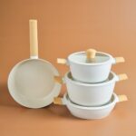 Karaca x Refika Swiss Crystal Almond Cream Indüksiyon Tabanlı 7 Parça Tencere Seti