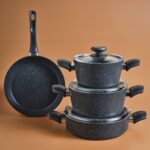 Karaca Defne Biogranit V2 7 Parça Tencere Seti Black