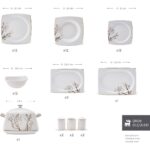 Karaca Square Bone Autumn 60 Parça Beyaz Kare Desenli Porselen Yemek Takımı – 12 Kişilik Şık Tasarım - Görsel 2