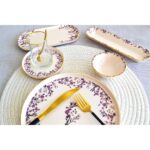 Sudedi Home Glore Botanica 32 Parça 6 Kişilik Altın Yaldızlı Seramik Kahvaltı Takımı - Görsel 3