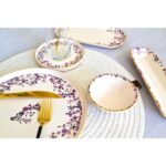 Sudedi Home Glore Botanica 32 Parça 6 Kişilik Altın Yaldızlı Seramik Kahvaltı Takımı - Görsel 5