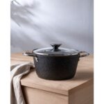 Madame Coco Noir Titanyum Derin Tencere - Siyah - 20 cm