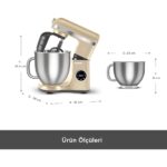 Karaca Mastermaid Chef Ultra D2000W Dijital Ekranlı Hamur Yoğurma Makinesi Mineral Gold 7l - Görsel 2