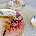 Sudedi Home Glore Asya Charlotte 32 Parça 6 Kişilik Altın Yaldızlı Seramik Kahvaltı Takımı - Görsel 3