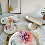 Sudedi Home Glore Asya Charlotte 32 Parça 6 Kişilik Altın Yaldızlı Seramik Kahvaltı Takımı - Görsel 4