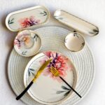 Sudedi Home Glore Asya Charlotte 32 Parça 6 Kişilik Altın Yaldızlı Seramik Kahvaltı Takımı - Görsel 5