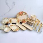 Sudedi Home Glore Asya Roomy  32 Parça 6 Kişilik Altın Yaldızlı Seramik Kahvaltı Takımı