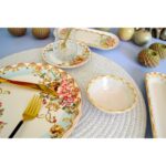 Sudedi Home Glore Asya Roomy  32 Parça 6 Kişilik Altın Yaldızlı Seramik Kahvaltı Takımı - Görsel 3