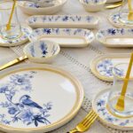 Glore Mavi Kuş Altın Yaldızlı 41 Parça 6 Kişilik Seramik  Kahvaltı Takımı - Görsel 2