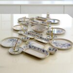 Glore Mavi Kuş Altın Yaldızlı 41 Parça 6 Kişilik Seramik  Kahvaltı Takımı - Görsel 3