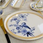 Glore Mavi Kuş Altın Yaldızlı 41 Parça 6 Kişilik Seramik  Kahvaltı Takımı - Görsel 5