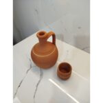 Cappadocia Family Store Dolap Boy El Yapımı Kahverengi Toprak Su Testisi (2 Litre) Buzdolabı Boyutuna Uygun (22 Cm) Bardak Hediyeli - Görsel 2