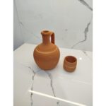 Cappadocia Family Store Dolap Boy El Yapımı Kahverengi Toprak Su Testisi (2 Litre) Buzdolabı Boyutuna Uygun (22 Cm) Bardak Hediyeli - Görsel 4