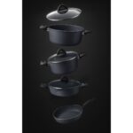 YUNUSOĞLU HOME 7 Parça Almeria Gri Granit Dik Tencere ve Tava Seti – 20 cm 2.5l, 24 cm 4.5l, 26 cm 3l, 26 cm Tava - Görsel 4