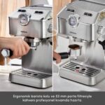 Karaca Coffee Art 1101 Süt Köpürtücülü, 20 Bar Basınçlı, Espresso, Latte, Cappuccino, Americano Makinesi 1,5l Inox - Görsel 4