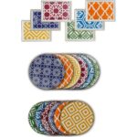 Porland Morocco 18 Parça 6 Kişilik Yuvarlak Çok Renkli Desenli Porselen Yemek Takımı - Görsel 2