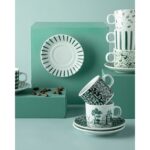 English Home Dear Porselen 2'li Kahve Fincan Takımı 80 ml Koyu Yeşil - Görsel 3