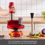 Karaca Mastermaid Prosteel Cam Mutfak Robotu Uzun Blender Ayaklı 6 Bıçaklı 2500 W Imperial Red - Görsel 3