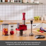 Karaca Mastermaid Prosteel Cam Mutfak Robotu Uzun Blender Ayaklı 6 Bıçaklı 2500 W Imperial Red - Görsel 4