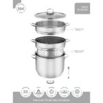 Hascevher 20 cm Haşlama Süzgeçli Spaghetti Tencere Cam Kapaklı Kumsal Tepeli - Görsel 3