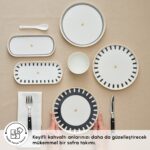Karaca Stream Bone Kore 22 Parça 6 Kişilik Desenli Kahvaltı Takımı Beyaz Altın Renk - Görsel 3