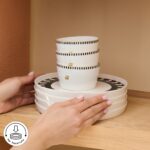 Karaca Stream Bone Kore 22 Parça 6 Kişilik Desenli Kahvaltı Takımı Beyaz Altın Renk - Görsel 5