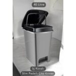 Tasarım Evi Iç Kovalı Slim Pedallı Banyo Mutfak Çöp Kovası - 40 Litre - Antrasit