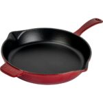 Lava Döküm Yuvarlak Kızartma Tavası Döküm Demir Yekpare Saplı. ÇAP(Ø)28CM-BORDO - Görsel 2