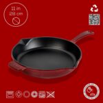 Lava Döküm Yuvarlak Kızartma Tavası Döküm Demir Yekpare Saplı. ÇAP(Ø)28CM-BORDO - Görsel 4