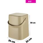 Tasarım Evi 8 Lt Click Kapaklı Tutma Saplı Iç Kovalı Tezgah Üst Mutfak Çöp Kovası - Latte (Büyük Boy) Yedek Clipsli