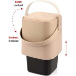 Tasarım Evi 8 Lt Click Kapaklı Tutma Saplı Iç Kovalı Tezgah Üst Mutfak Çöp Kovası - Latte (Büyük Boy) Yedek Clipsli - Görsel 2