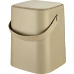 Tasarım Evi 8 Lt Click Kapaklı Tutma Saplı Iç Kovalı Tezgah Üst Mutfak Çöp Kovası - Latte (Büyük Boy) Yedek Clipsli - Görsel 3