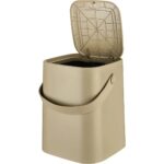 Tasarım Evi 8 Lt Click Kapaklı Tutma Saplı Iç Kovalı Tezgah Üst Mutfak Çöp Kovası - Latte (Büyük Boy) Yedek Clipsli - Görsel 5