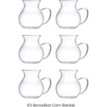 Perotti Keyfi Ala 6'lı Desensiz Borosilikat Cam Kulplu Şeffaf Çay Bardağı Modern Tasarım - Görsel 5