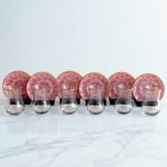 Pembe Geometrik Desenli 6'lı Cam Tabaklı Çay Bardağı Takımı - Sudedi Home - Görsel 4