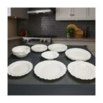 Altun Home 24 Parça Beyaz Porselen Yemek Takımı -Tırtıklı Lüx Seri 6 Kişilik