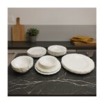 Altun Home 24 Parça Beyaz Porselen Yemek Takımı -Tırtıklı Lüx Seri 6 Kişilik - Görsel 3