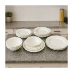 Altun Home 24 Parça Beyaz Porselen Yemek Takımı -Tırtıklı Lüx Seri 6 Kişilik - Görsel 4