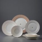 Jumbo Navy 24 Parça 6 Kişilik Bej Renk Desenli Yemek Takımı Bone Malzemeden Üretildi