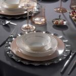 Jumbo Navy 24 Parça 6 Kişilik Bej Renk Desenli Yemek Takımı Bone Malzemeden Üretildi - Görsel 3