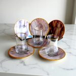 Sudedi Home Mermer Desenli 6 Kişilik Lüks Çay Seti